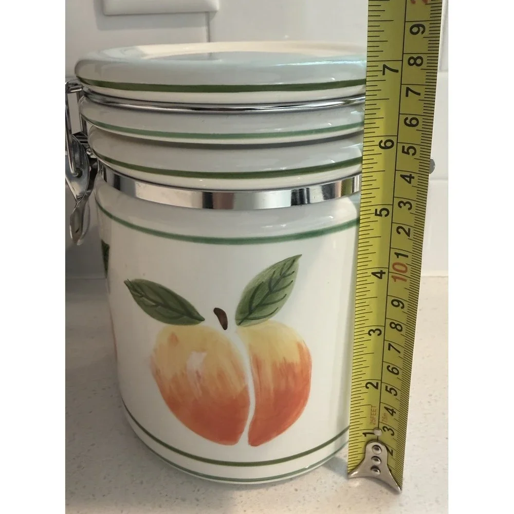 Vintage Verona Designs Peach Design Ceramic Canister 7